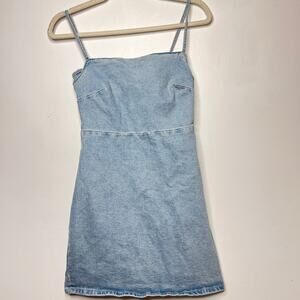 ZARA Light Wash Denim Strappy Mini Dress Size S